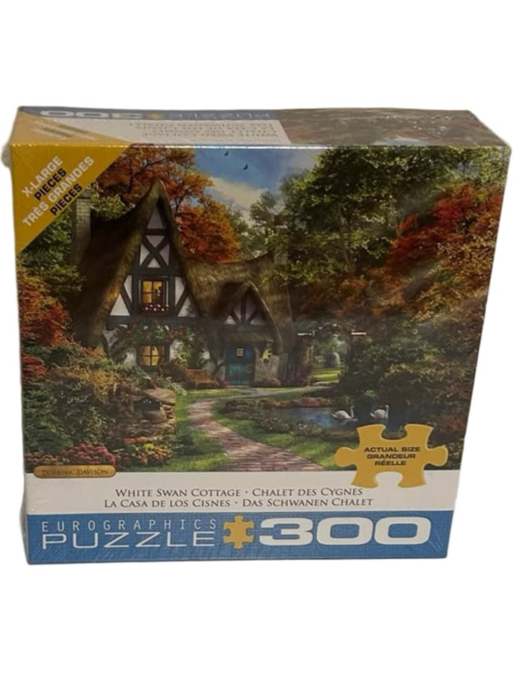 NEW EuroGraphics White Swan Cottage 300 Piece Jigsaw Puzzle Multi-color